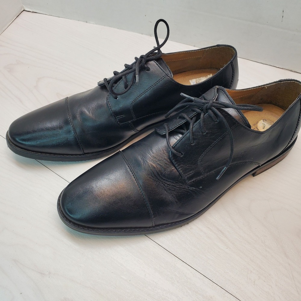 Florsheim Mens Black Leather Cap Toe Oxford Dress Shoes Size 12 D Old Money